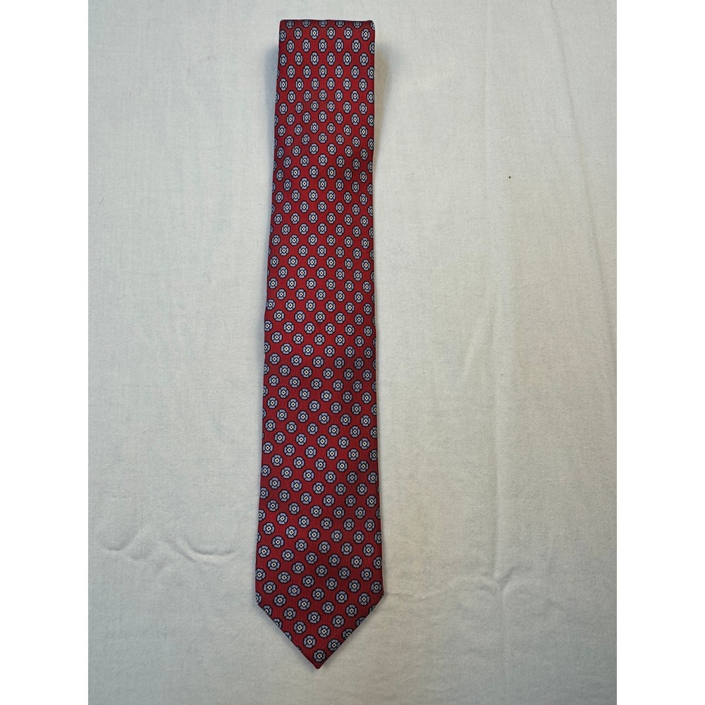 Robert Talbott Best of Class Mens Silk Tie Red Blue Geometric Medallion USA Made